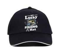 Print4U My Lucky Fishing Baseball Cap Anglers Gift Father's Day Birthday Present Black