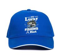 Print4U My Lucky Fishing Baseball Cap Anglers Gift Father's Day Birthday Present Blue