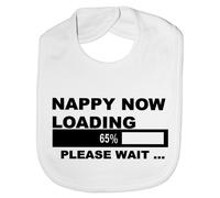 Print4U Nappy Now Loading - Funny Baby/Toddler/Newborn Bib Gift white