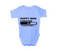 Print4U Nappy Now Loading Funny Babygrow Babies Gift Boy/Girl Vest 0-3 blue
