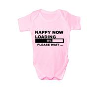 Print4U Nappy Now Loading Funny Babygrow Babies Gift Boy/Girl Vest 3-6 pink