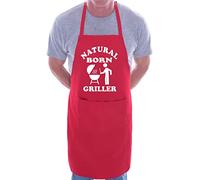 Print4U Natural Born Griller Funny Apron with 2 Pockets Baking Cooking BBQ