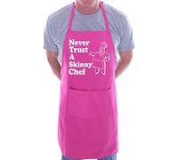 Print4U Never Trust Skinny Chef Novelty Cooking Funny Unisex Apron Pink