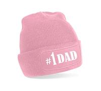 Print4U Number 1 Dad Beanie Hat Great Father's Day Or Birthday Gift for Men Pink