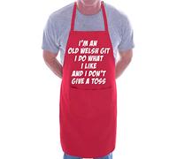 Print4U Old Welsh Git Wales Cymru Novelty BBQ Cooking Apron Red