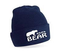 Print4U Papa Bear Father's Day Present Gift for Men Beanie Hat Blue