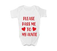 Print4U Pass Me To Auntie Funny Babygrow Aunty Aunt Bodysuit Baby Gift 0-18 Months