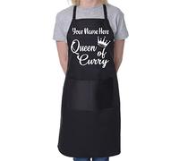 Print4U Personalise This Apron Queen Of Curry Any Name Here BBQ Cooking Apron Black