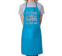 Print4U Personalised Apron Baking Queen Your Name Here Baking Cooking Birthday Blue
