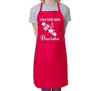 Print4U Personalised Apron Barista Add Your Name Here Coffee Shop Red