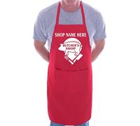 Print4U Personalised Apron Butchers Shop Add Shop Name Here Butchery Red