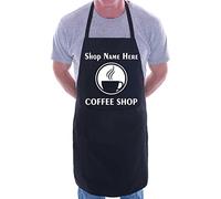 Print4U Personalised Apron Coffee Shop Restaurant Add Your Shop Name here Black