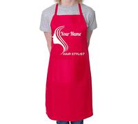 Print4U Personalised Apron Hair Stylist Add Your Shop Name Here Hairdresser Barber Red