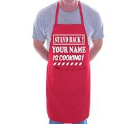 Print4U Personalised Apron Stand Back Is Cooking Your Name Red