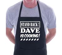 Print4U Personalised BBQ Apron - Stand Back Dave Is Cooking Funny Cooking Apron - Custom Name Kitchen/Barbecue Gift for Men, Dad, Husband
