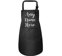 Print4U Personalised Kids Apron Any Name Adjustable Straps & Double Pocket Black Small 3 to 6 Years
