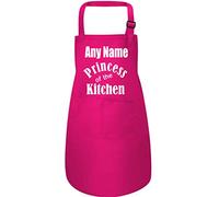 Print4U Personalised Princess of Kitchen Childs 2 Pockets Adjustable Apron Pink Large 7 to 12 Years