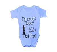 Print4U Proof Daddy Isn't Always Fishing Funny Babygrow Vest Baby Romper Bodysuit Age 0-3 Months Blue