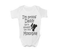 Print4U Proof Daddy Isn't Always On Motorbike Funny Babygrow Vest Baby Romper Bodysuit Age 0-3 Months White