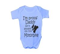 Print4U Proof Daddy Isn't Always On Motorbike Funny Babygrow Vest Baby Romper Bodysuit Age 6-12 Months Blue