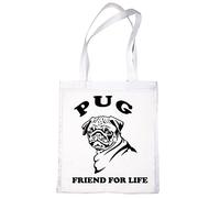 Print4U Pug Dog Lover Present Shopping Tote Bag Ladies Gift White