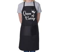Print4U Queen Of Curry Ladies Funny Slogan Novelty Cooking BBQ Apron Black