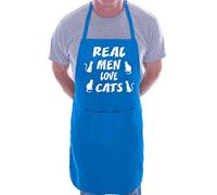Print4U Real Men Love Cats BBQ Cooking Funny Novelty Apron Blue