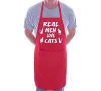Print4U Real Men Love Cats BBQ Cooking Funny Novelty Apron Red