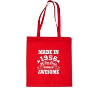 Print4U Shopping Tote Bag For Life Born In 1956 70th Birthday Red