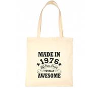 Print4U Shopping Tote Bag For Life Born in 1976 50th Birthday Natural