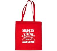 Print4U Shopping Tote Bag For Life Born In 1986 40th Birthday Red