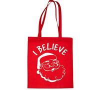 Print4U Shopping Tote Bag For Life I Believe In Santa Claus Red