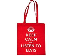 Print4U Shopping Tote Bag Keep Calm & Listen To Elvis Red