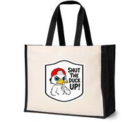 Print4U Shut The Duck Up Canvas Tote Bag Gift Birthday Present Natural