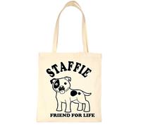 Print4U Staffie Bull Terrier Dog Lover Present Shopping Tote Bag Ladies Gift Natural