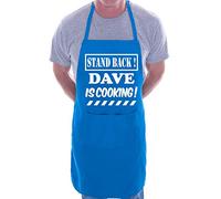 Print4U Stand Back Dave Is Cooking Personalised BBQ Apron Blue