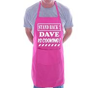 Print4U Stand Back Dave Is Cooking Personalised BBQ Apron Pink