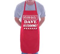 Print4U Stand Back Dave Is Cooking Personalised BBQ Apron Red