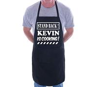 Print4U Stand Back Kevin Is Cooking Name Customised Apron Black