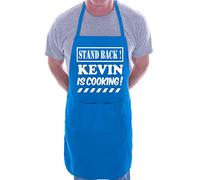 Print4U Stand Back Kevin Is Cooking Name Customised Apron Blue