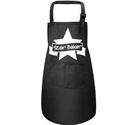 Print4U Star Baker Cooking Kitchen Childs 2 Pockets Adjustable Strap Apron Black Large 7 to 12 Years