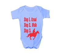 Print4U Steps To A Horse Rider/Riding ~Funny Babygrow~Babies Gift Boy/Girl Vest Babies 0-3 blue