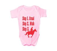 Print4U Steps To A Horse Rider/Riding ~Funny Babygrow~Babies Gift Boy/Girl Vest Babies 0-3 pink