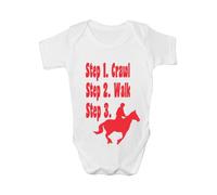 Print4U Steps To A Horse Rider/Riding ~Funny Babygrow~Babies Gift Boy/Girl Vest Babies 3-6 white