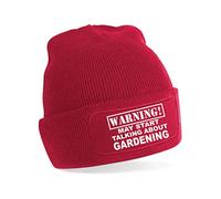 Print4U Talk About Gardening Beanie Hat Gardeners Gift for Men & Women Red