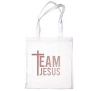 Print4U Team Jesus In Rose Gold Print Christian Gift Resuable Shopping Bag White