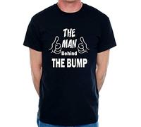 Print4U The Man Behind The Bump T-Shirt Funny New Dad Birthday Men Man's Tee 4X-Large Black