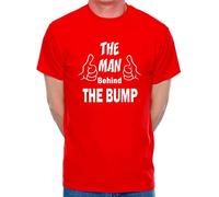 Print4U The Man Behind The Bump T-Shirt Funny New Dad Birthday Men Man's Tee X-Large Red