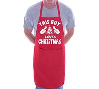 Print4U This Guy Loves Christmas Santa BBQ Cooking Funny Novelty Apron Red