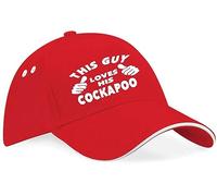 Print4U This Guy Loves His Cockapoo Baseball Cap Dog Lover Birthday Gift Men Red
